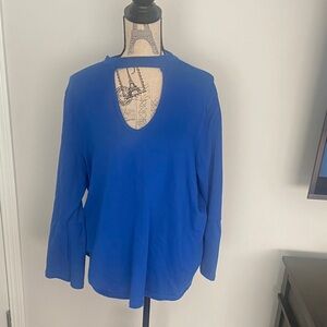 Lane Bryant Royal Blue Blouse with Cut-Out Design size-22/24